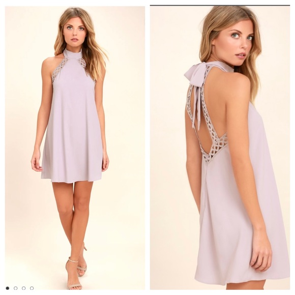 Lulus Any Sway, Shape, or Form XS Lilac Purple Lace Halter Flowy Dress Short - Picture 1 of 16